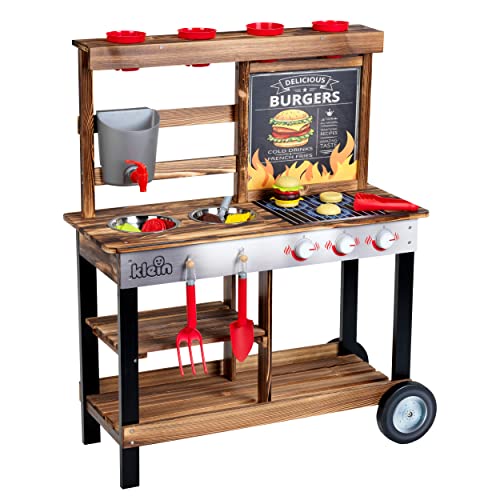 Theo Klein 2368 BBQ Country Sommer Küche I Matschküche aus Holz mit Grill- und Pflanz-Station I Inkl. Zubehör I FSC(TM)-zertifiziertes Holz (FSC(TM) C188230) I Spielzeug für Kinder ab 3 Jahren