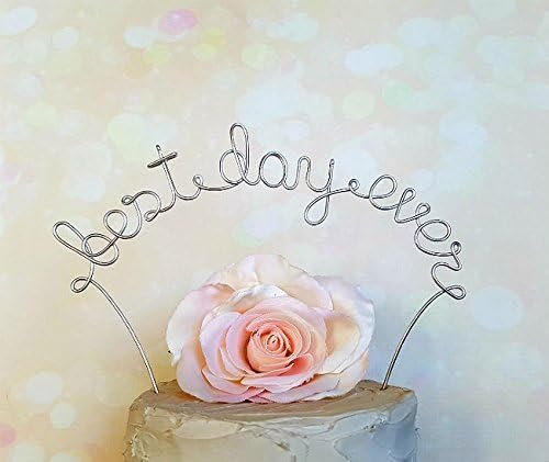 BEST DAY EVER Wedding Cake Topper in SILVER Finish, Wedding Decoration, Anniversary Decoration, Bridal Shower Party, Engagement Party Decoration, by AntoArts