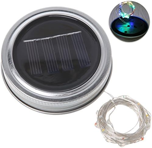 YDZN DIY Light String Solar Battery Operated Mason Jar Lid Copper wire Strip string ,20 LED 2m Lenth(RGB)
