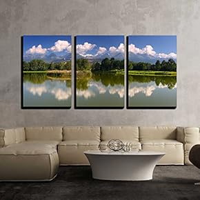 Tatra Mountain with Reflection in Lake Panoramic View x3 Panels