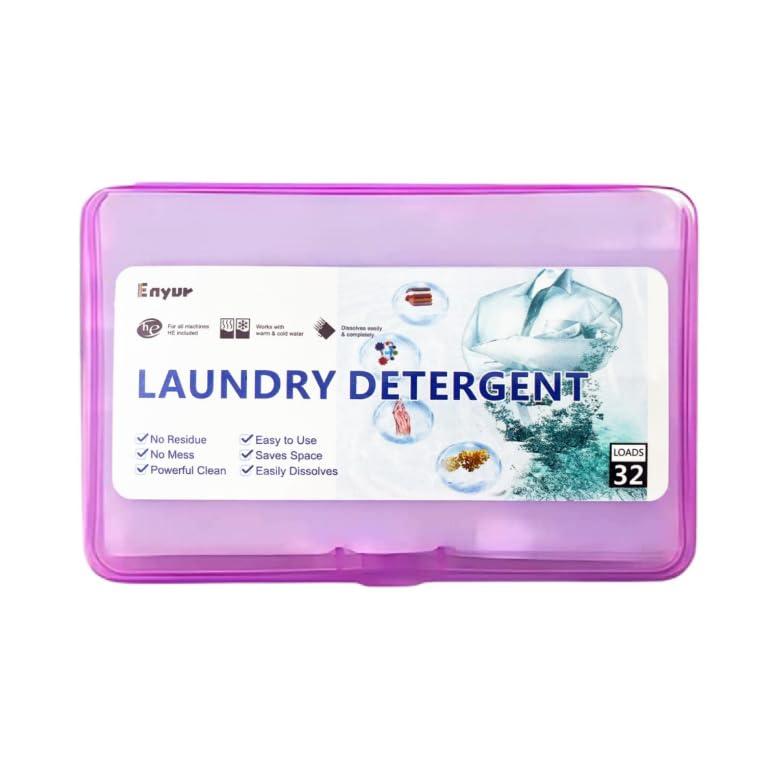 Enyur Laundry Detergent Sheets,Travel Laundry Detergent,NO-LEAK Laundry Soap,Liquidless Laundry Sheets,32 Loads,Fresh Scent,Great for College,Camping,Laundromat,HE Machines,Hand Wash