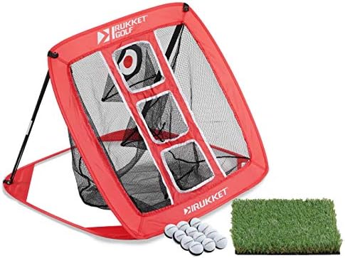 Rukket Pop Up Golf Chipping Net | Outdoor/Indoor Golfing Target Accessories and Backyard Practice Swing Game with 12 Foam Training Balls, Dual Turf Hitting Mat and Adjustable Rubber Tee Rukket Pop Up Golf Chipping Net | Outdoor/Indoor Golfing Target Accessories and Backyard Practice Swing Game with 12 Foam Training Balls, Dual Turf Hitting Mat and Adjustable Rubber Tee