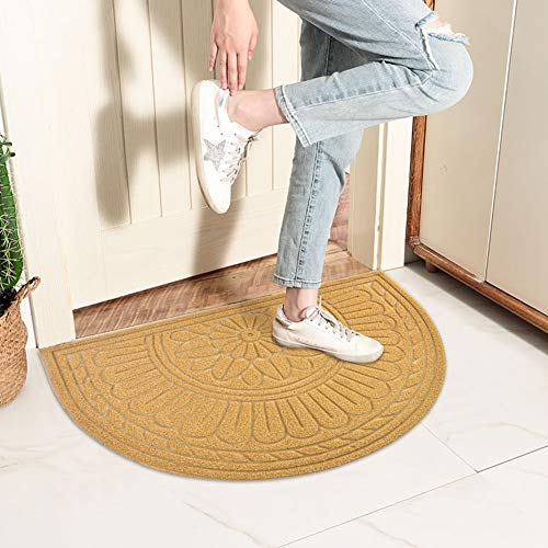 Mibao Half Round Entrance Door Mat, 24 x 36 inch Winter Durable Large
