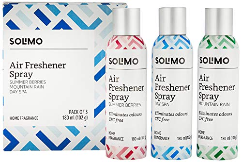 Amazon Brand – Solimo Premium Air Freshener Spray, 180ml (Set of 3) Amazon Brand – Solimo Premium Air Freshener Spray, 180ml (Set of 3)