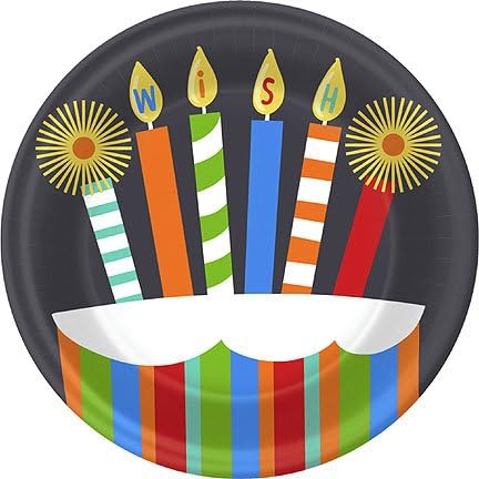 Happy Birthday Plates - "Ready, Set, Wish!" Cake Plates - 8 Count