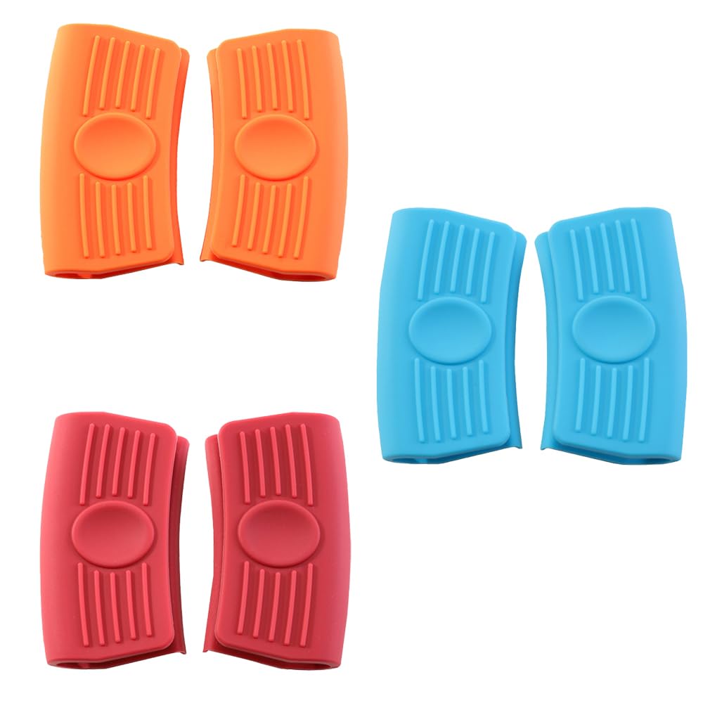 WUJENPEAHT 3 Pairs Silicone Assist Handle Holder Pan Handle Heat Protector Pan Handle Cover Grips Providing More Safety for Moving The Hot Pot to Help Prevent It from Falling