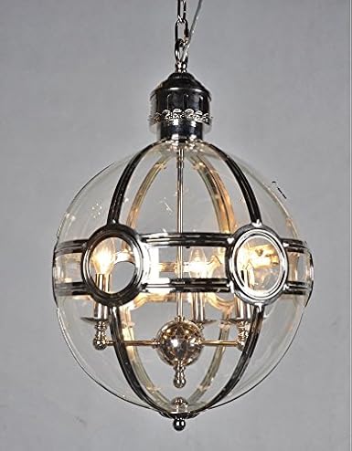 19th C Victorian Globe Pendant Chandelier Polished Nickel Dia
