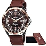 Misskt Men's Fashion Casual Sport Watches Men Waterproof Leather Quartz Watch