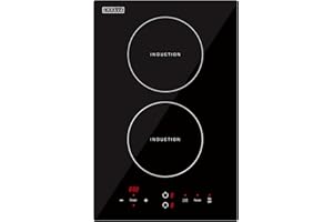 Empava Electric Stove Induction Cooktop Vertical with Dual Burners Vitro Smooth Surface 120V, 12 Inch, Black Ceramic Glass