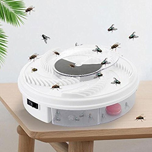 Boddenly Hot Sale Electric Fly Trap Device with Trapping Food Pest Control Mosquito Killer Pest Catcher Bug Insect Zapper, White USB cableï¼ˆNot include Plugï¼‰