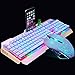 LexonElec@ Technology Keyboard Mouse Combo Gamer Wired Rainbow LED Backlit Metal Pro Gaming Keyboard + 2400DPI 6 Buttons Mouse + Mouse Pad for Laptop PC (White & Rainbow Backlit Pattern Mouse)