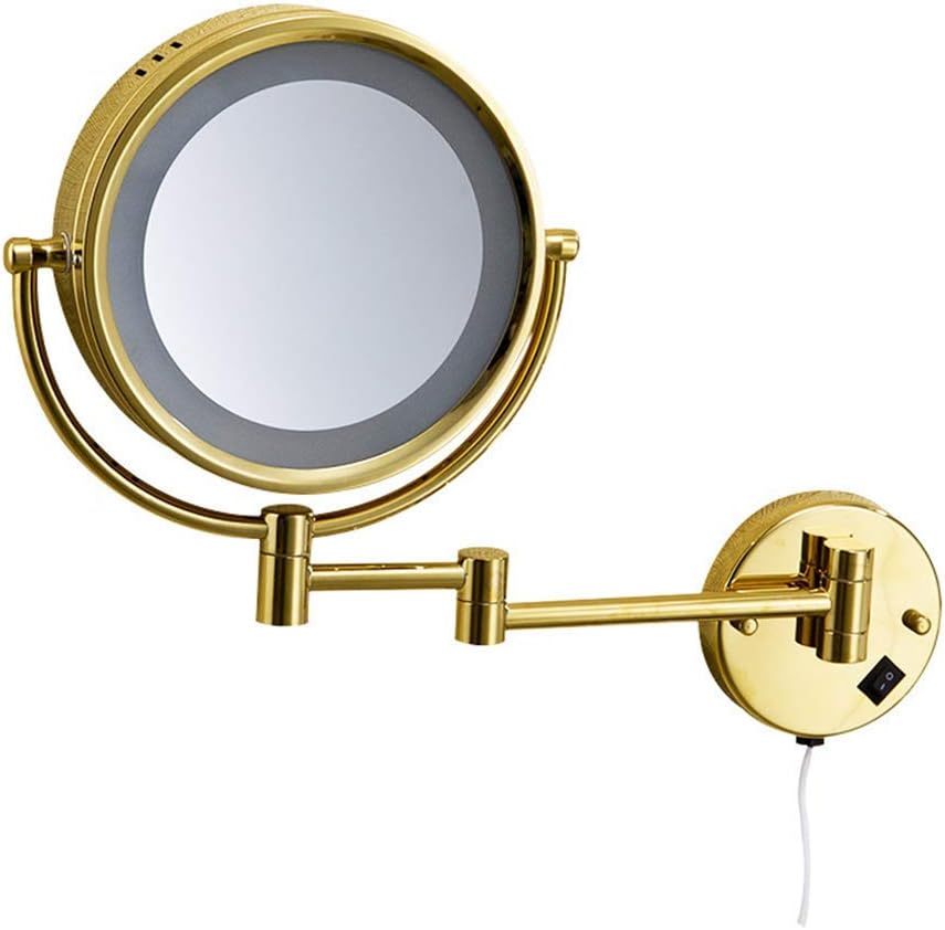 AJH Espejo de Pared Circular para baño, Espejo de vanidad Plegable