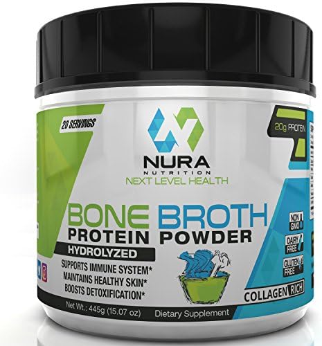 Bone Broth Protein Powder, Grass Fed Beef, Non GMO, Paleo and Keto Friendly, Hydrolyzed, 20 Servings - Gluten Free - Great for Collagen, Weight Loss, Digestive System, Healthy Hair &amp; Skin