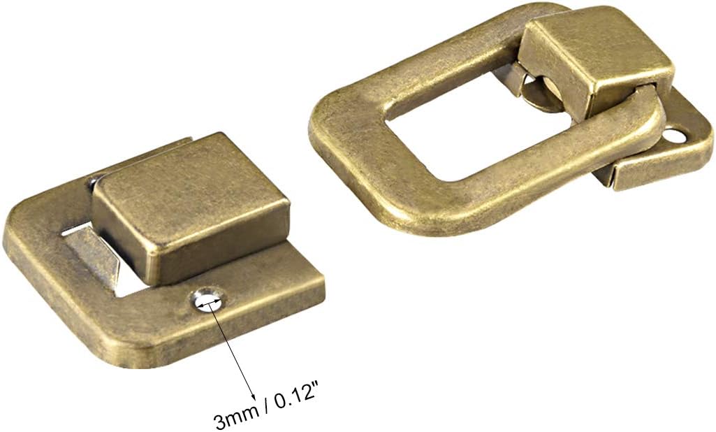 sourcing map Toggle Catch Lock, 48mm Retro Decorative Brass Hasp w Screws for Suitcase Chest Trunk Latch Clasp Pack of 2 - Image 4