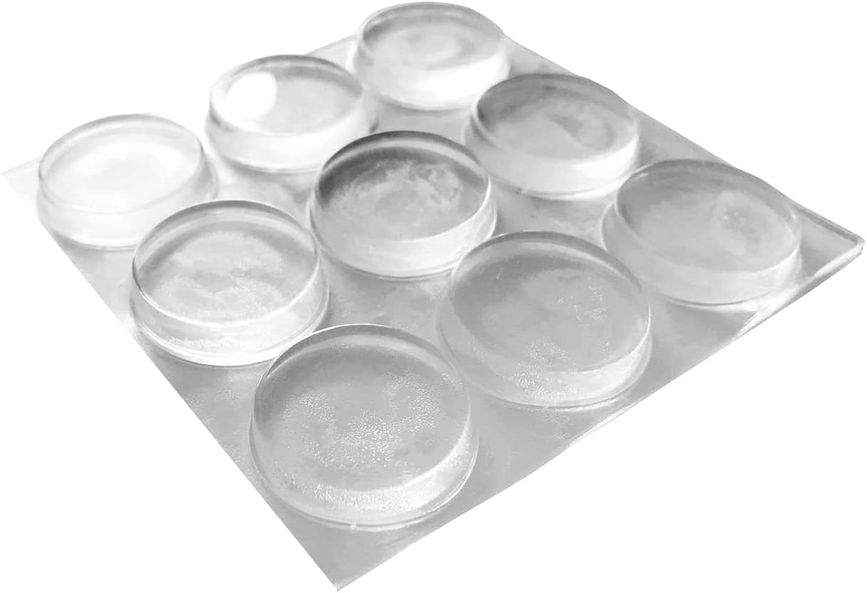 Bumpers in Transparent Silicone, Diameter 20 mm Thickness 6 mm, Bumper for Doors, Furniture, Drawers, Cabinet, Windows - 9 Pcs