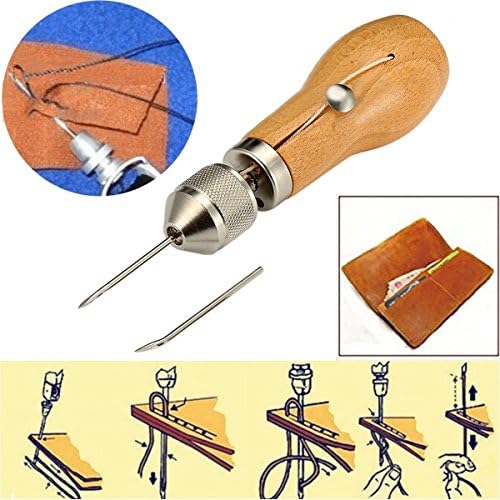 4pcs Leather Tent Canvas Sewing Awl Hand Stitcher Taper Needle Kit Tool DIY