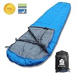 BOS Portable Mummy Sleeping Bag- Ultralight Waterproof Camping Sleeping Bag with Compression Sack for 4 Season Traveling and Outdoor Activities- Large Sleeping Bag for Adults up 7’2