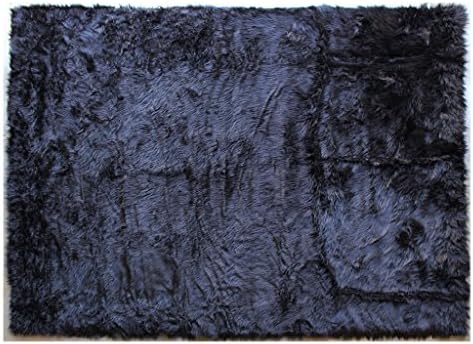 Masada Rugs, Faux Sheep Fur Shag Area Rug Black (6 Feet X 9 Feet)