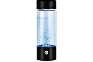 FOSSDUCK Hydrogen Water Bottle, Portable Hydrogen Water Ionizer Machine, Hydrogen Water Generator, Rechargeable Hydrogen Rich Water Glass Health Cup for Home Travel (Black)