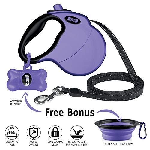 image for Ruff 'n Ruffus Retractable Dog Leash with Free Waste Bag Dispenser and