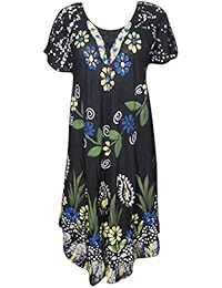 Women's Sundress Cap Sleeves Floral Tie-Dye Flare Umbrella Dresses S/M