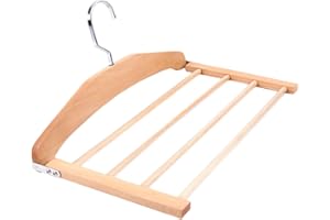 Baluue Multi-Layer Wooden Pants Hanger with Non-Slip Bars, Multipurpose Clothes and Towel Drying Rack