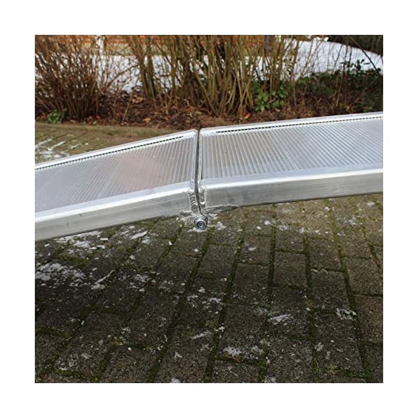 TRUTZHOLM Alu Auffahrrampe klappbar 307 cm extra lang 450 kg Traglast geriffelt Motorradrampe bewegliche Auflage anpassungsfÃ¤hig Flacher Auffahrwinkel Tragegriff grau – Bild 6