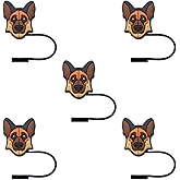 STRACOUPI German Shepherd Dog Silicone Straw Covers for Stanley Cup, Reusable, Cute Toppers Accessories for Tumblers, 5PCS Decorative & Personalized Straw Cover Cap (s1)