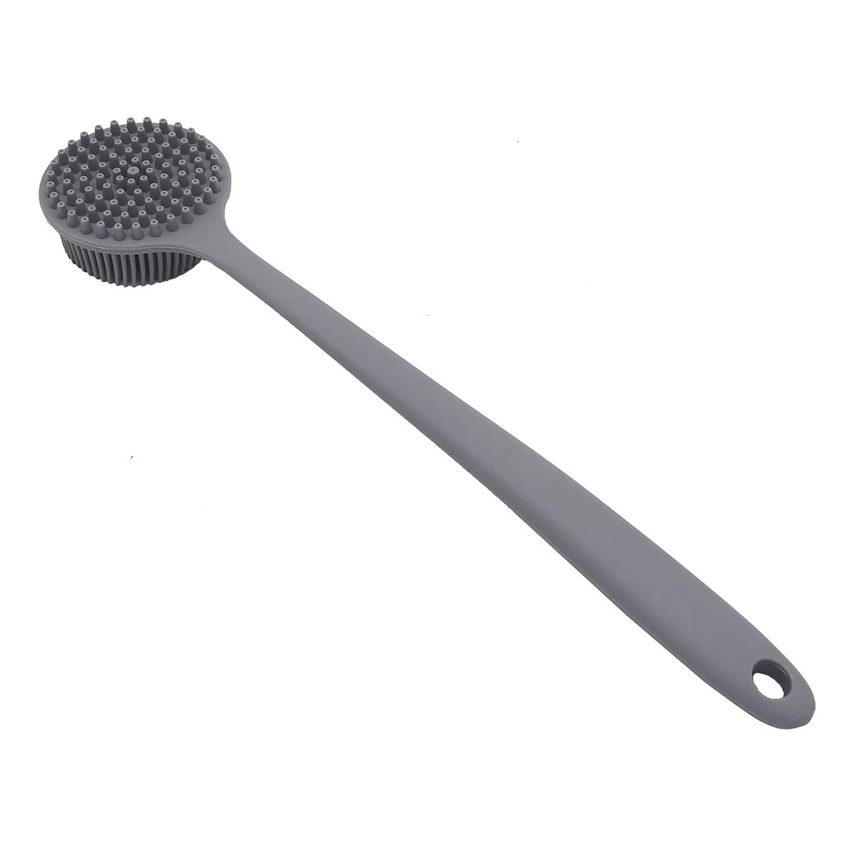 DNC Soft Silicone Back Scrubber Shower Bath Body Brush with Long Handle, BPA-Free, Hypoallergenic, Eco-Friendly (Gray) : Beauty