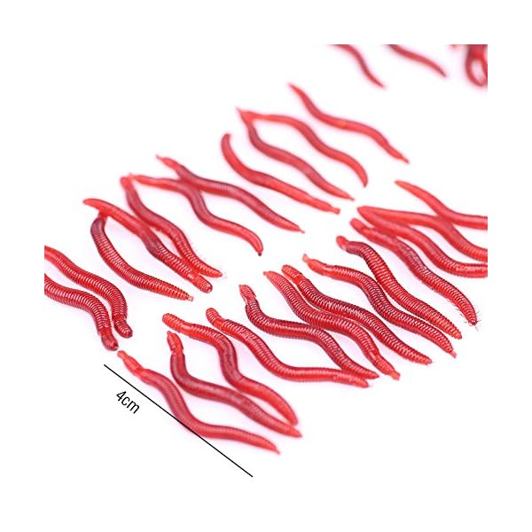 100-PCS-Red-Worm-Soft-Rubber-Fishing-Lures-Baits-15-Inch-4-cm