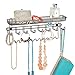 mDesign Steel Wall Mount Organizer Hanger Rack Holder, 8 Hooks/Storage Basket for Bedroom, Hall, Coat Closet - Holds Belts, Ties, Watches, Sunglasses, Wallets - Concerto Collection - Bronze