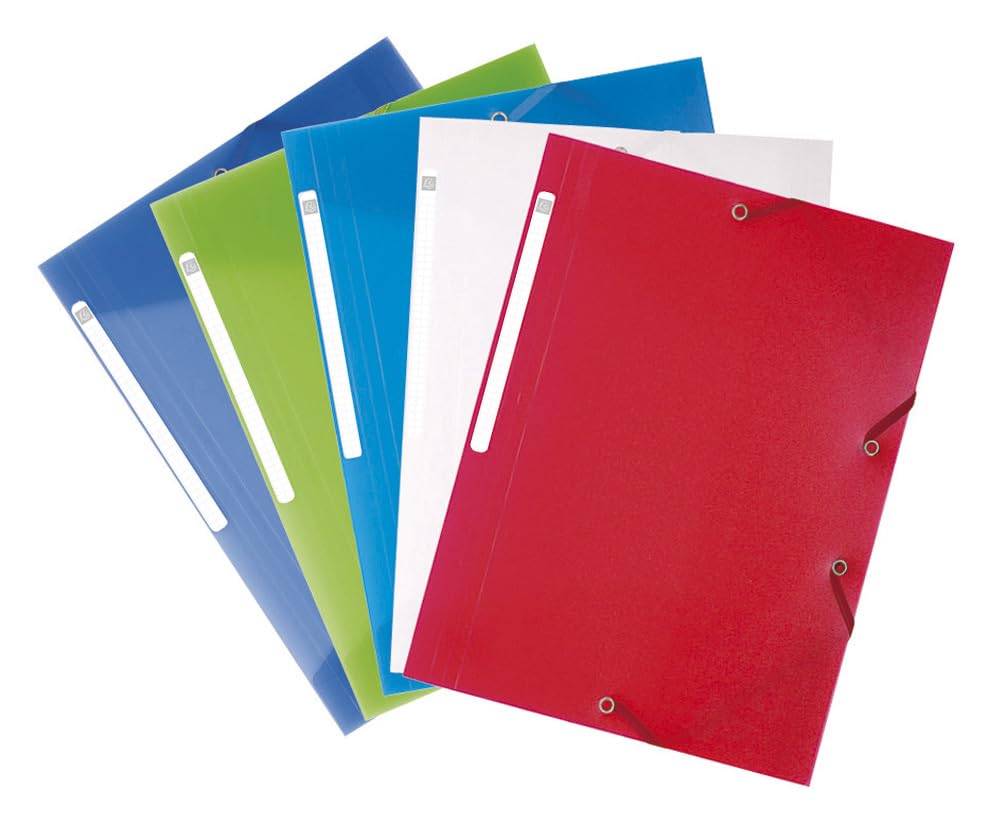 Exacompta - Ref 55879E - Chromaline Collection - Elasticated 3-Flap Folders - Suitable for Storing A4 Documents, 0.5mm Polypropylene, Spine Label - Assorted Colours (Pack of 10)