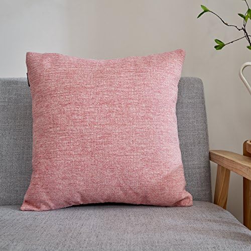Hey Tang Chenile Velvet Soft Soild Decorative Square Throw Pillow Covers Set Cushion Case for Sofa Bedroom Car 24 x 24 Inch 60 x 60 Cm,LightPink