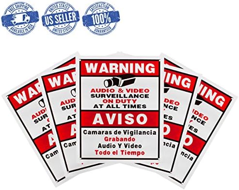 BV-Tech SIGN-F-5 Best Vision Security Surveillance CCTV Camera Warning Sign 5-Pack - Metal - 12 x 16 - Outdoor (White)
