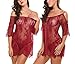 Avidlove Women Chemises Lace Smock Lingerie Mini Babydoll Boudoir Lingeries(Dark Red,M)