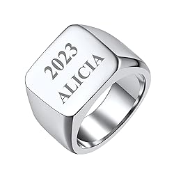 FindChic Customized Square Signet Rings Text