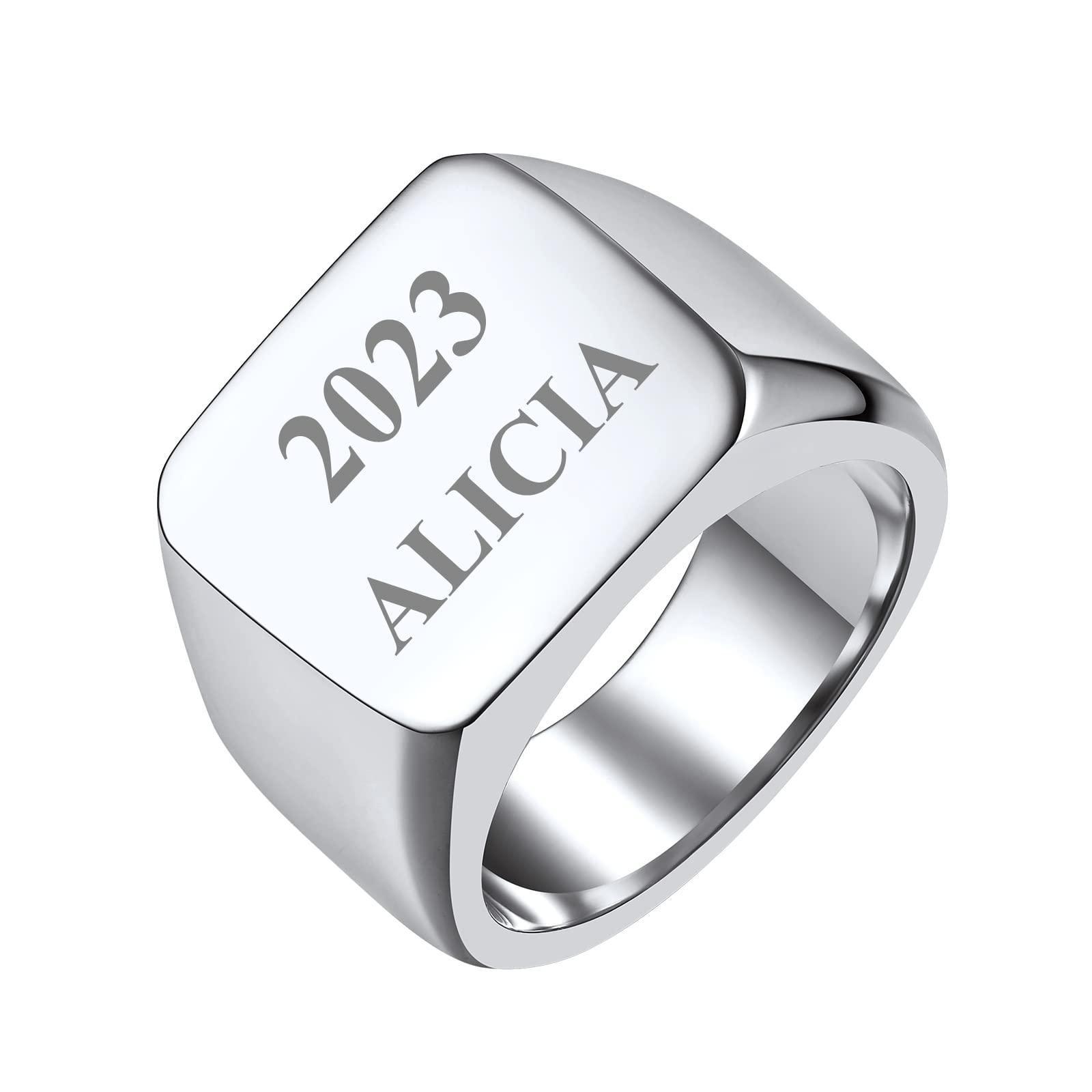 FindChic Customized Square Signet Rings Text