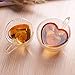 Glow Castle Heat resistant creative double layer heart cup cup clear glass milk cup tea milk cup cup coffee cup (240ml)