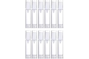 Wresty 12 Pcs Vacuum Lotion Bottles Plastic Empty Airless Pump Bottles Travel DIY Cosmetic Cream Pump Bottles Makeup Foundation Toiletries Liquid Vacuum Container (10ml)