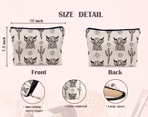 Lacosu Western Cow Makeup Bag,Western Cow Gifts For Women,Cowgirl Stuff For Women,Cowgirl Gifts