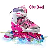 Adjustable Inline Skates for Kids , Otw-Cool Girls Rollerblades with All Wheels Light up , Safe and Durable inline roller skates for Girls