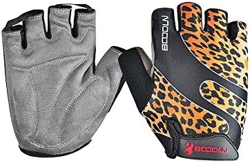 NIUEIMEE Cycling Gloves with Shock-Absorbing Foam Pad Breathable Half Finger Bicycle Riding Bike Gloves (Leopard, M)