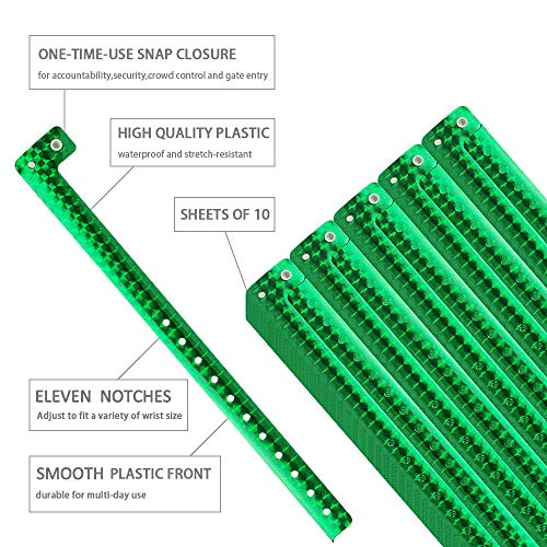 Ouchan Holographic Plastic Wristbands Green- 100 Pack Wristbands for Events Parties