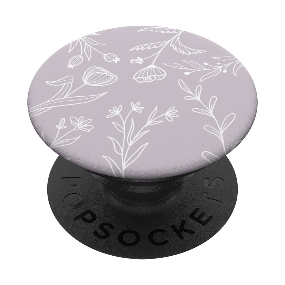 Lavender Purple Boho Leaves Leaf Flowers Minimalism Flower PopSockets Swappable PopGrip