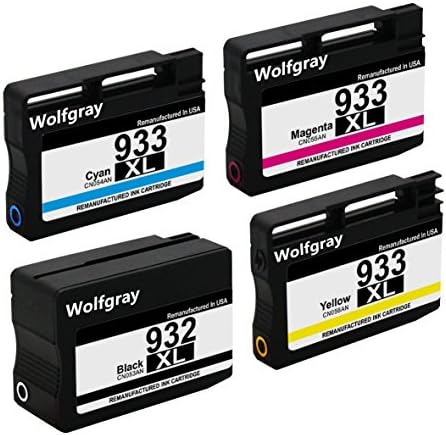 Wolfgray Compatible Ink Cartridges Replacement for HP 932 933 xl for HP Officejet 6700 6600 7612 6100 7610 7110 Printer (1 Black,1 Cyan,1 Magenta,1 Yellow)