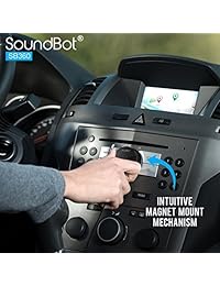 soundbot SB360 Bluetooth 4.0 Car Kit manos libres inalámbrico Talking & Streaming de música Dongle W Triple Ultra USB Incluye Cargador para Coche de alto rendimiento + Mounts + integrado 3.5 mm AUX Cable Magnético, Negro