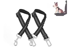 Dog/Cat Car Seat Belt [2 pcs], an Adjustable Length seat Belt, Made of Nylon Fabric (Black)