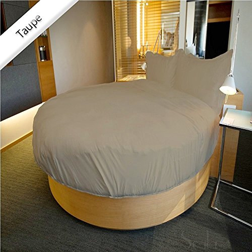Soft Linens - 500 TC ROUND BED SHEET SETS 4 PIECES 100% COTTON 84 INCH/96 INCH DIAMETER SOLID (96 Inch Diameter) Taupe