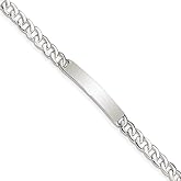 Polished Engravable Personalized Custom 925 Sterling Silver Small ID Plate, Curb Link Bracelet For Men or Women Length 7.25 inches Width 5 mm With Lobster Claw Clasp