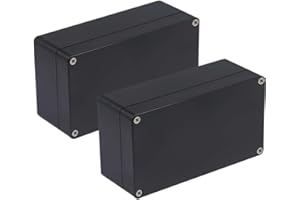 Raculety 2 Pack Project Box IP65 Waterproof Junction Box ABS Plastic Black Electrical Boxes DIY Electronic Project Case Power Enclosure 6.22"x3.54"x2.36"(158x90x60mm))